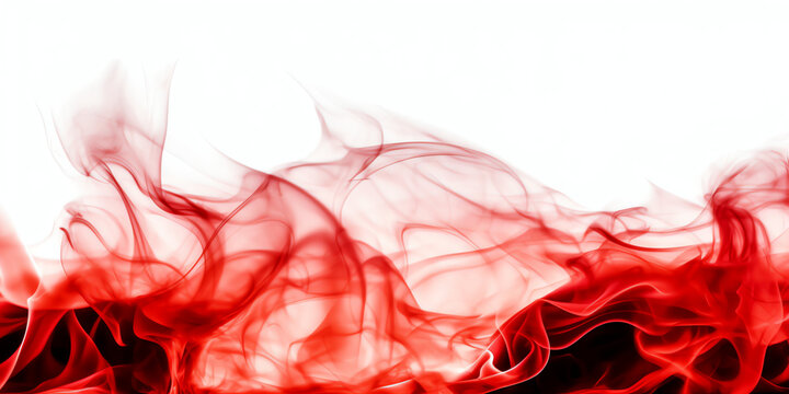 Abstract red smoke flames transparent texture - Generative AI