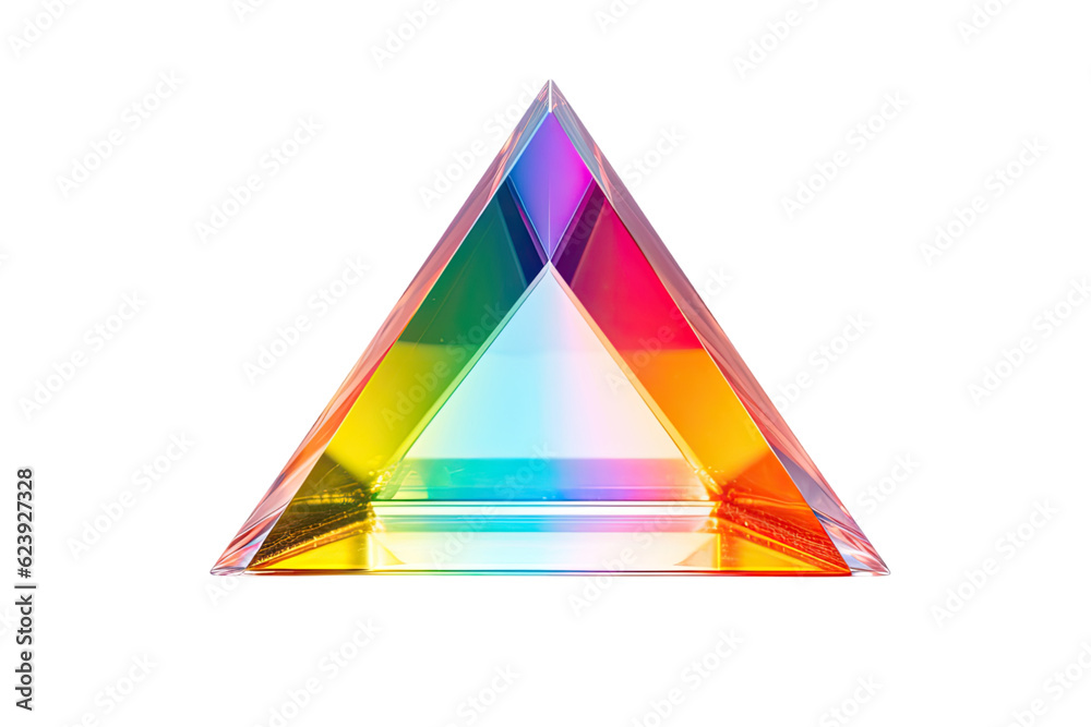 Poster a prism refracting light into a spectrum, abstract shape isolated on a transparent background, gener
