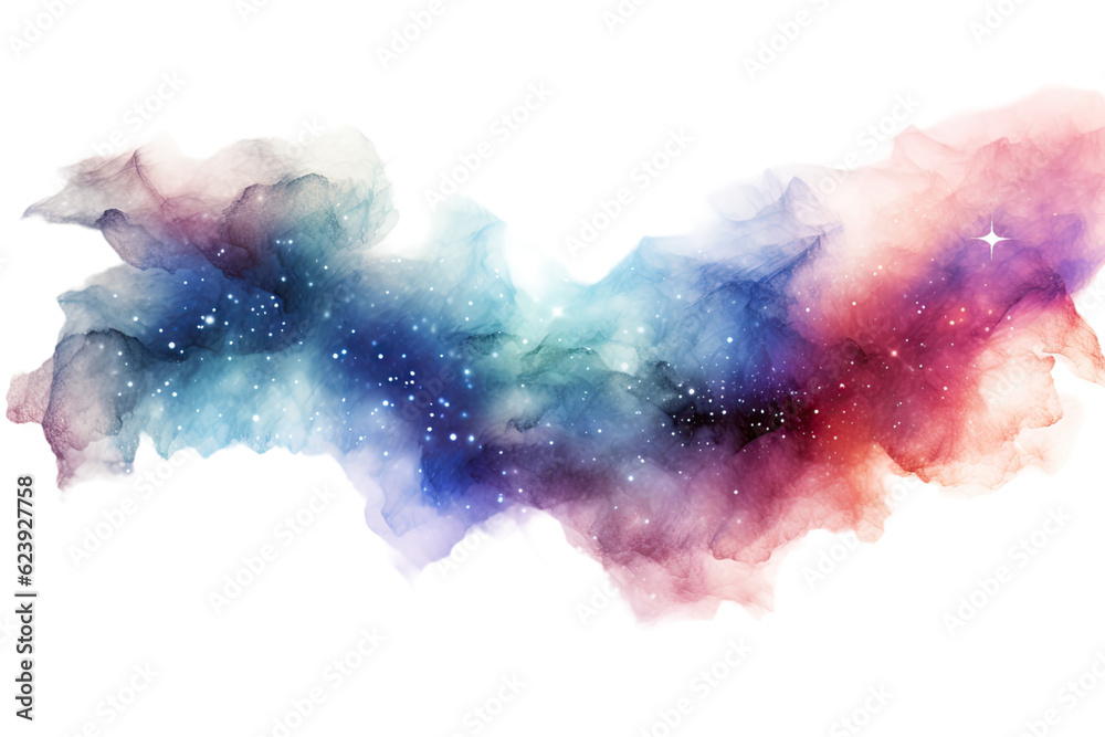 Canvas Prints nebula cloud in blue and red, abstract shape isolated on a transparent background, generative ai