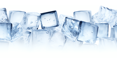 Ice cubes transparent texture isolated - Generative AI