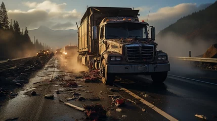 Selbstklebende Fototapete Schiffswrack big truck accident