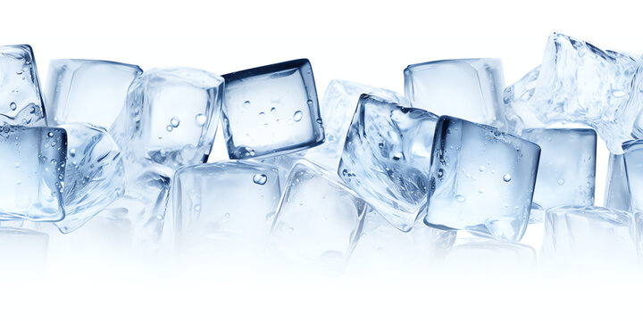 Ice cubes transparent texture isolated - Generative AI