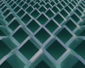 elegant and luxury 3d diagonal glass cube with blue teal cube inside it geometry pattern background wallpaper