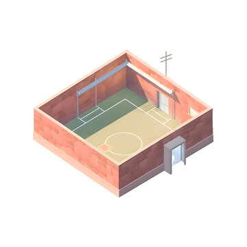 Soccer or football field in isometric view. Vector illustration.