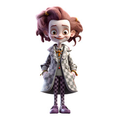3D Illustration of a cartoon character with coat and bow tie