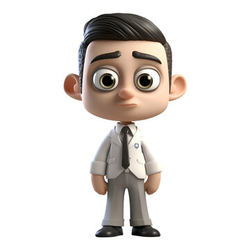 3D Illustration of a Little Businessman with a white background
