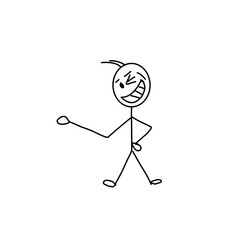 Cartoon Stick Man Drawing Conceptual Illustration Of Businessman Pointing At Space Above His Space 