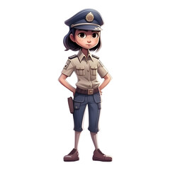 Policewoman on white background.illustration with clipping path.