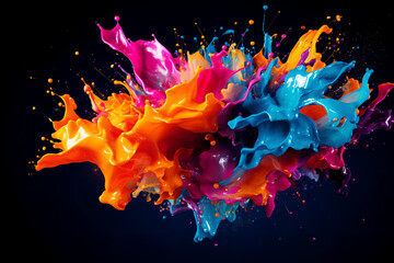Colorful Cascades: Vibrant Paint Splash Delights in Spectacular 8K Desktop Wallpaper