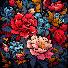 seamless pattern with flowers,Ai generated