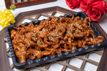 Korean delicious food stir-fried chicken feet