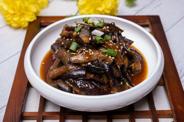 Eggplant stir-fry, one of the side dishes of Korean food