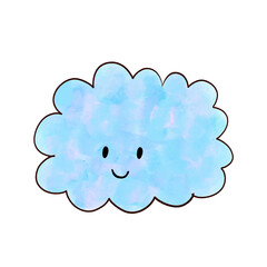 水彩手描き　笑顔の雲　イラスト