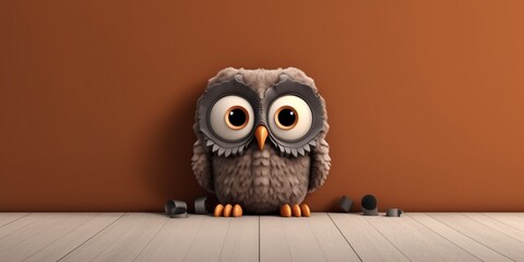 Little owl animal clay cartoon animation, AI Generated