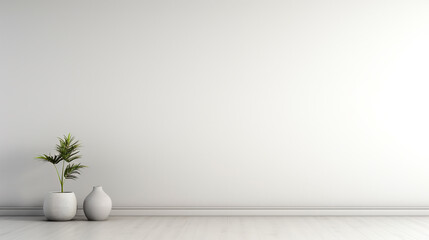 Interior of living room modern aesthetic with vase and potted plant