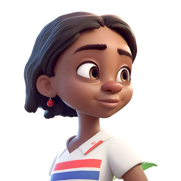 3D Render of an Toon Figure with flag of Costa Rica