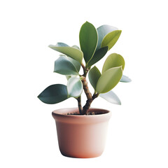 Ficus plant in pot isolated on white background. clipping path included