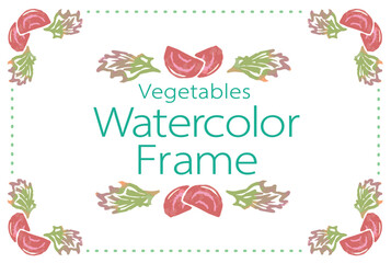 野菜のイラストを使ったフレーム・飾りのデザイン。水彩風、ベクター素材。