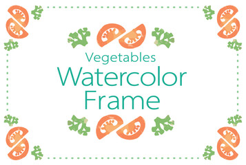 野菜のイラストを使ったフレーム・飾りのデザイン。水彩風、ベクター素材。
