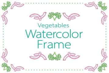 Fototapeta na wymiar 野菜のイラストを使ったフレーム・飾りのデザイン。水彩風、ベクター素材。