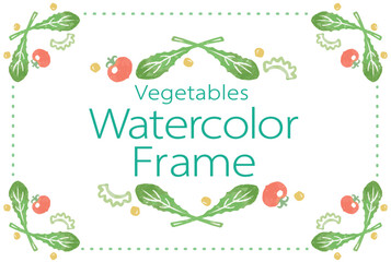 野菜のイラストを使ったフレーム・飾りのデザイン。水彩風、ベクター素材。