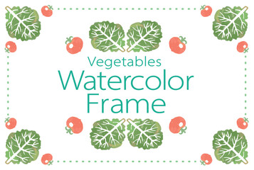 野菜のイラストを使ったフレーム・飾りのデザイン。水彩風、ベクター素材。