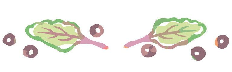 野菜のイラストを使った仕切り・飾り。水彩風、ベクター素材。