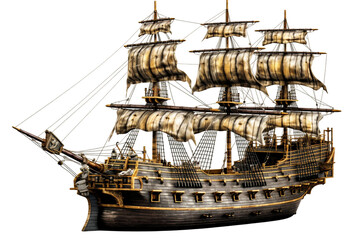 Pirate ship. isolated object, transparent background