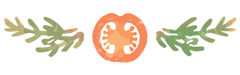 野菜のイラストを使った仕切り・飾り。水彩風、ベクター素材。