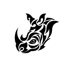 illustration vector grapic of design tribal art rhinoceros head tattoo