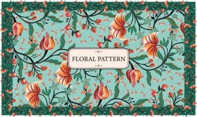Fototapete Boho-Stil Colorful asian style floral pattern. Background floral tapestry.  paisley pattern with traditional indian style, perfect design for decoration and textiles