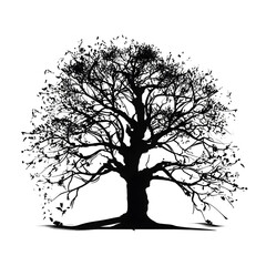 silhouette of tree isolated on white background. Vector illustration.