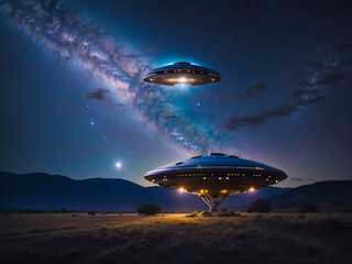Fototapeta na wymiar UFOの飛来
