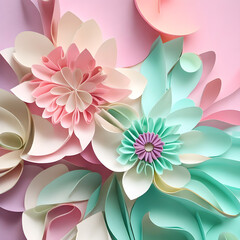 flower and leave paper cut style, AI generated 