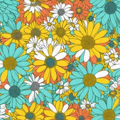 seamless pattern with flowers, AI Generated.