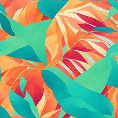pattern with colorful leaves, AI Generated.