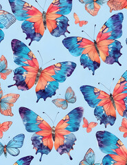 Seamless abstract colorful butterfly pattern. AI Generated.