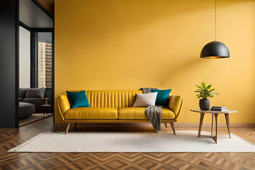 cozy sofa. Interior design of modern living room