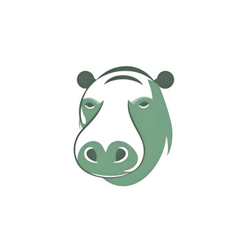 Hippopotamus head icon in flat style on a white background