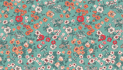 Floral liberty pattern. Small floral background for fashion, tapestries, prints. Modern floral design perfect for fashion and decoration
