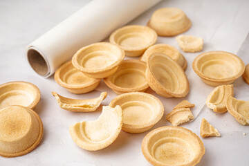 Homemade tartlets on grey background