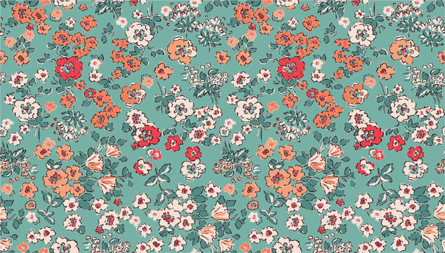 Floral liberty pattern. Small floral background for fashion, tapestries, prints. Modern floral design perfect for fashion and decoration