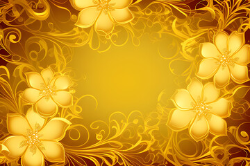 beautiful abstract gold glossy metallic floral design background