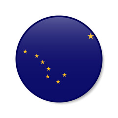 Alaska flag circle button icon, US state round badge. 3D realistic isolated vector illustration