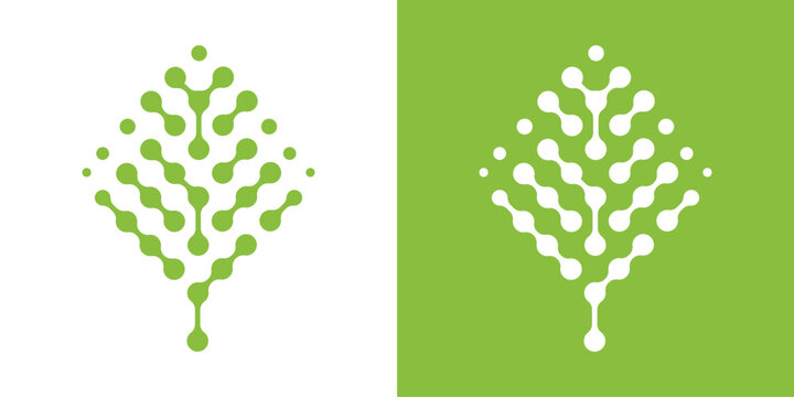 logo design set icon tree technology vector illustration