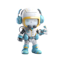 Obraz na płótnie Canvas 3D Render of a Cute Astronaut with headphones on white background