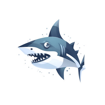 Shark. Vector illustration in flat style. Isolated on white background.