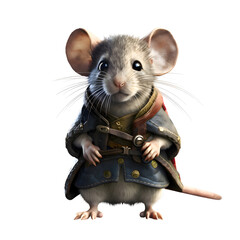3D rendering of a cute little mouse as a medieval knight isolated on white background