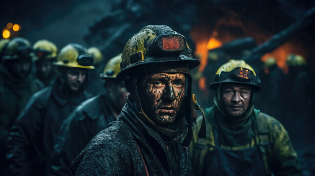 People working inside a coal mine