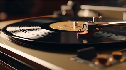 Obraz na płótnie Canvas Close-up of vinyl record player
